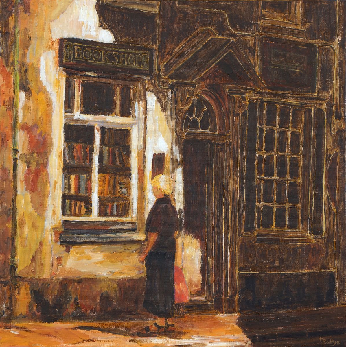 The Old Bookshop - Framed - Ready To Hang - Acrylic Painting by Margaret Battye