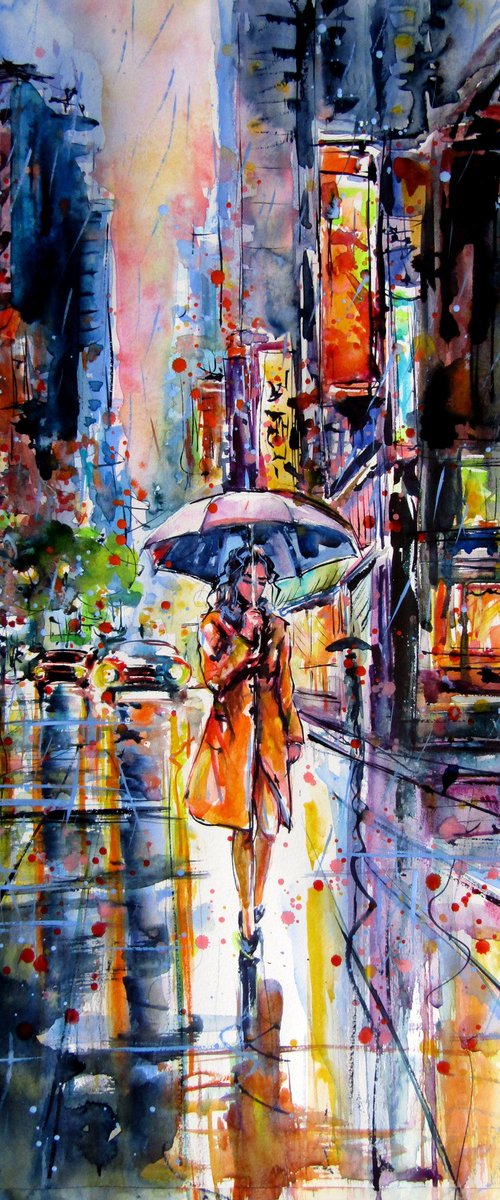Woman walking in the rain by Kovács Anna Brigitta