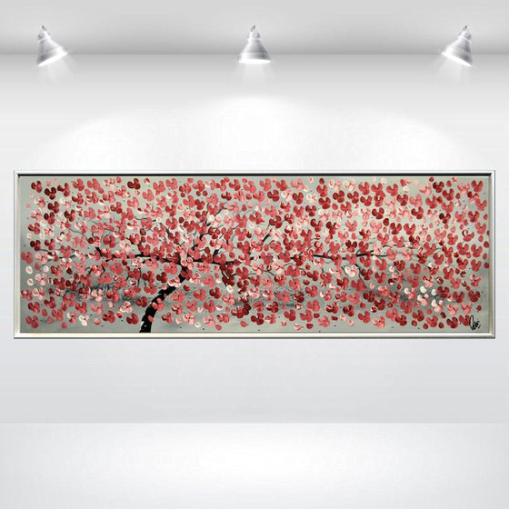Early Summer  acrylic abstract painting cherry blossoms nature painting framed canvas wall art
