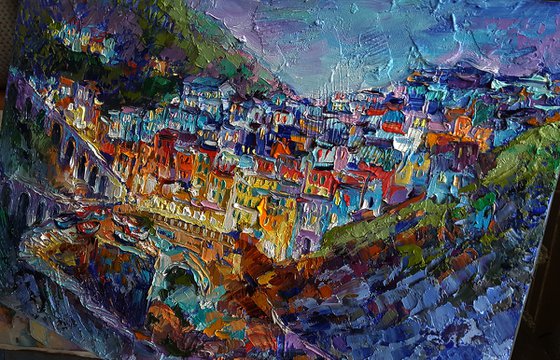 Manarola painting  Cinque Terre