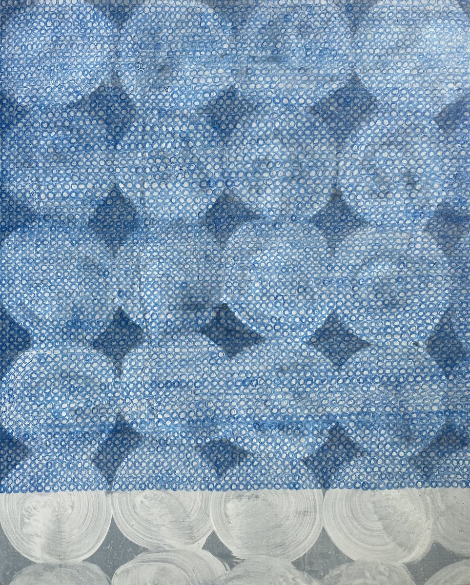 Abstract Oil Painting By Flora Butler, 8 X 10, A Blue And Silver Night, Original Artwork