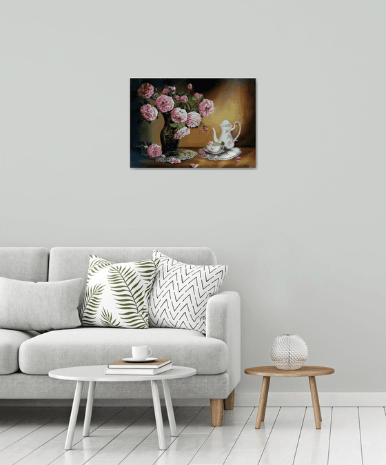 Still life with peonies