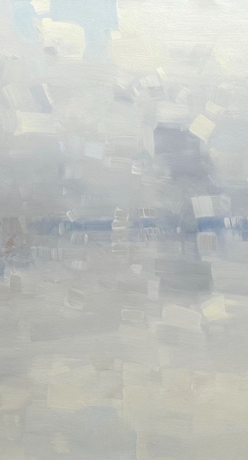 Foggy Ocean, Original oil painting, Handmade artwork, One of a kind by Vahe Yeremyan