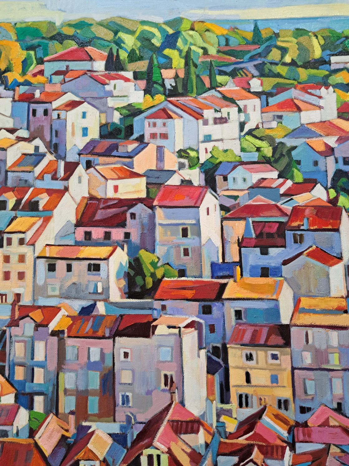 Original Oil Painting - Hvar, Large Format by Maja Đokić Mihajlović