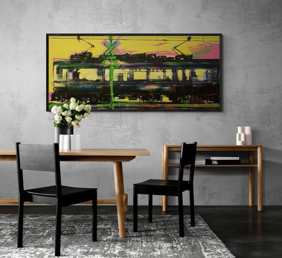 XXL Big painting - "Rail crossing" - Train - Urban - Railway - Truck - Street art