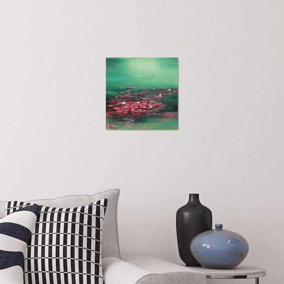 Water Lilies !! Abstract Atmospheric Painting !! Journey to Destination !! Ready to hang !!