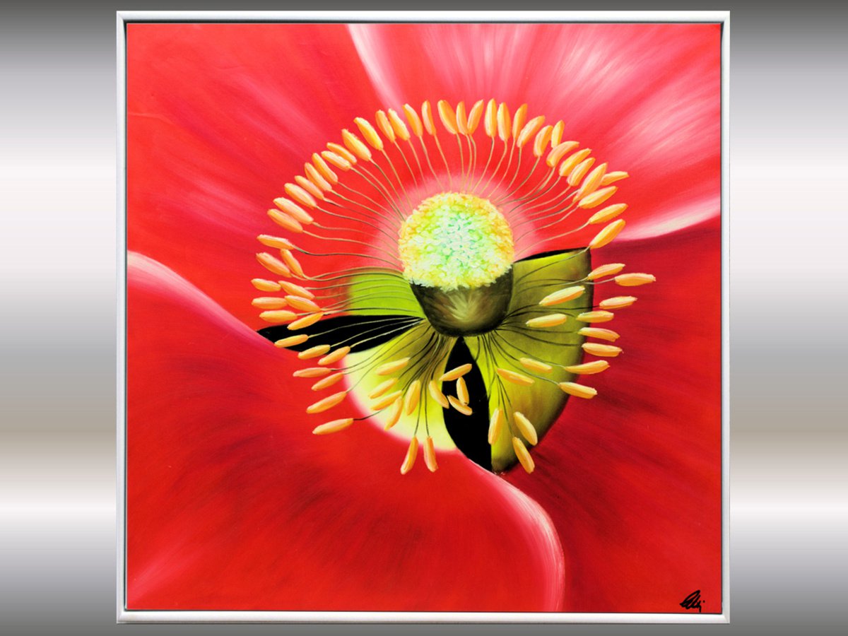 Close-up - Abstract - Framed Acrylic Painting - Canvas Art - Flower painting by Edelgard Schroer