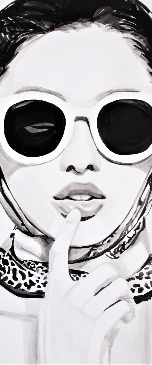 Lady with sunglasses / 100 x 70 cm by Alexandra Djokic