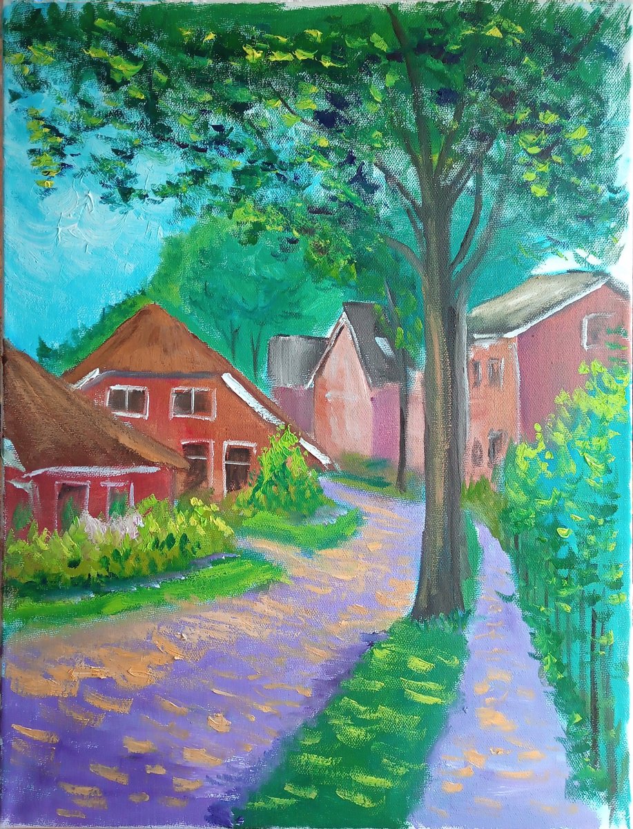 Impressionistic Landscape Oil Painting By Dmitry Fedorov, 16 X 20, The Sunny Summer Day In Dalen, Original Artwork