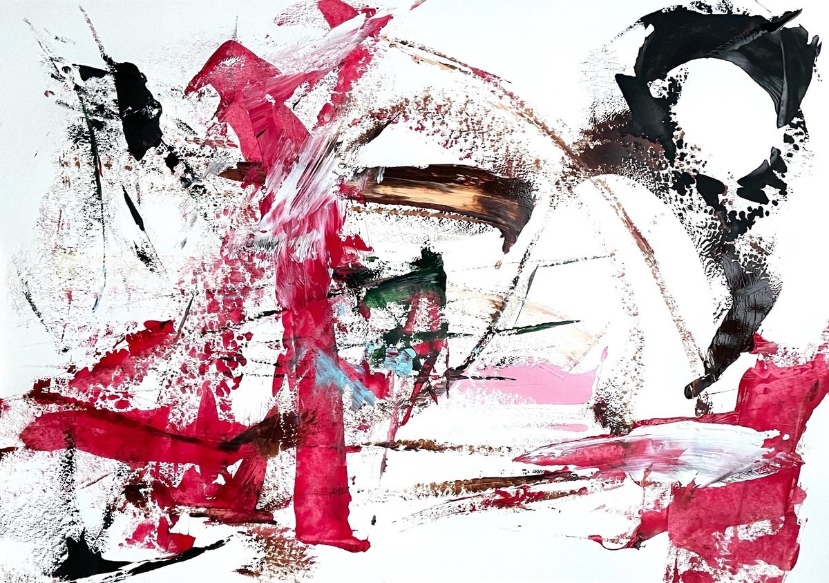 Expressive Abstract Acrylic Painting By Christel Haag, 23 X 17, Born To Run, Original Artwork