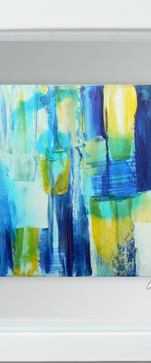 Framed ready to hang original abstract  - Deep water #15 by Carolynne Coulson