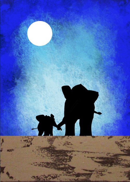 Elephants at Sunset africa animal elephant print hand to hold onto by Stuart Wright