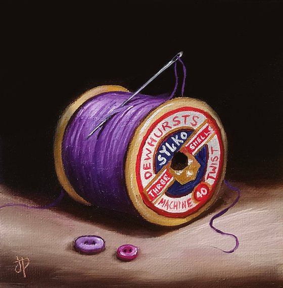 Purple Sylko Cotton and buttons still life