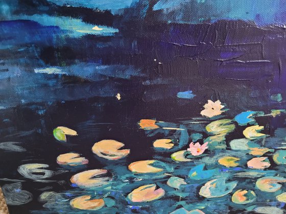 Waterlilies in moonlight