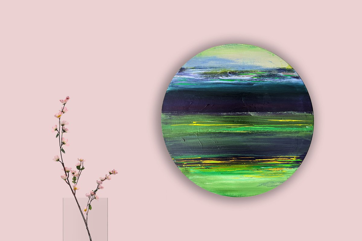 Organic Landscape Acrylic Painting By Randi Antonsen, 16 X 16", Impressions Of A Beach, Original Artwork