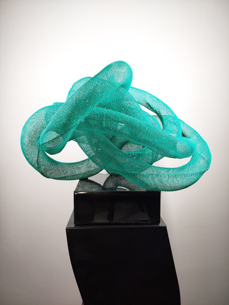 Abstract Sculpture By Cristian Cuevas, 26 X 23, Surgical Green Landscape, Original Artwork