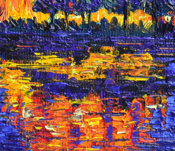 SAGRADA FAMILIA ILLUMINATED - BARCELONA FULL MOON NIGHTSCAPE modern impressionism impasto textural palette knife oil painting abstract cityscape by Ana Maria Edulescu
