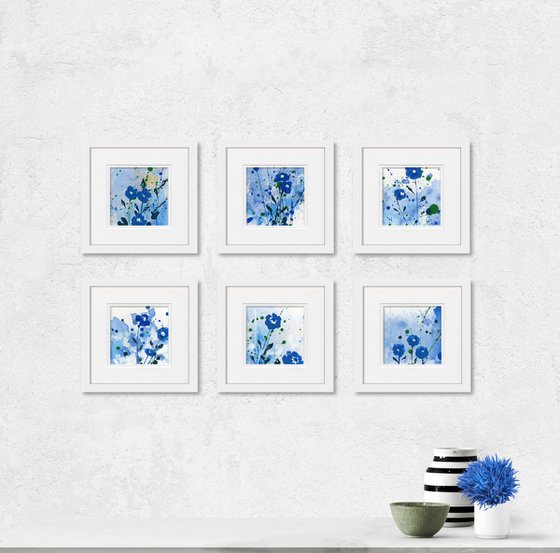 Dreaming In Blue Collection 2 - Set of 6 - Floral art by Kathy Morton Stanion