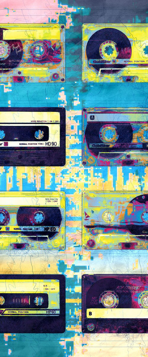 Retro Tape Cassette - GoldStar - Pop Art Modern Poster Stylised Art by Jakub DK - JAKUB D KRZEWNIAK