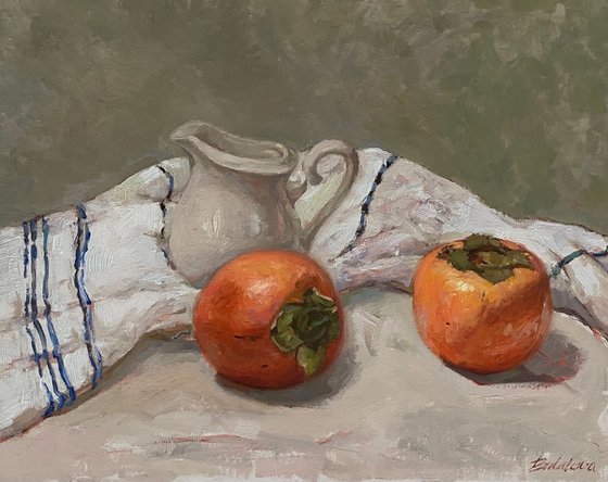 Persimmons on Linen