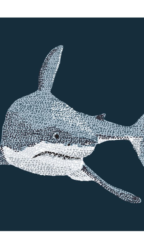 Great White Shark - Stippling Illustration by Kelsey Emblow