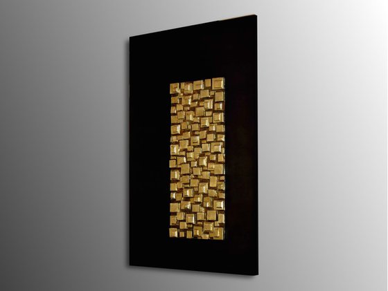 Translated Geometry #2 | Black and Gold Abstract 3D Wall Art