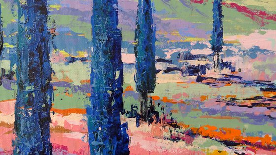 Blue cypresses