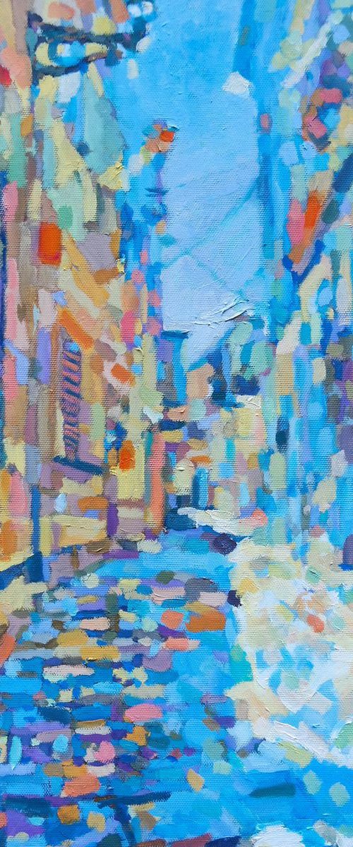 Street scene, Gozo, oil painting by Paul Edmondson