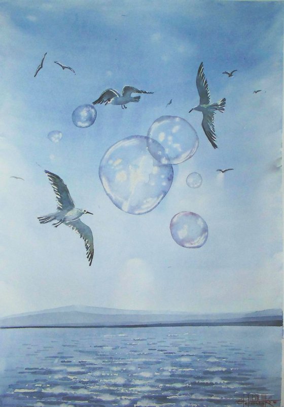 Bubbles (2019) Watercolor 42*60cm