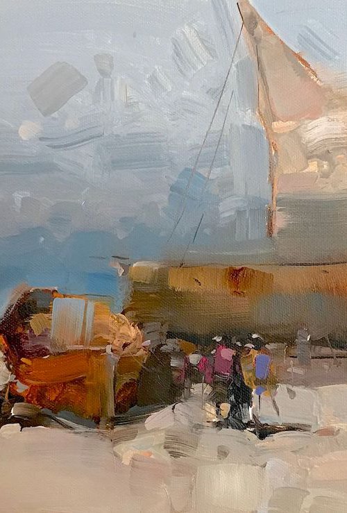 Harbor, Original oil painting, Handmade artwork, One of a kind by Vahe Yeremyan
