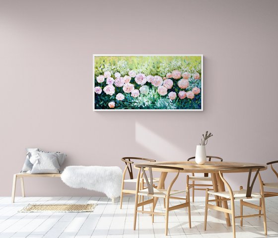 royal delicate pink roses impressionist  painting