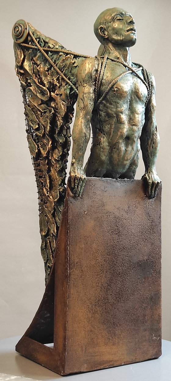 "Icarus.Ready set Go"unique sculpture 73x27x30cm.