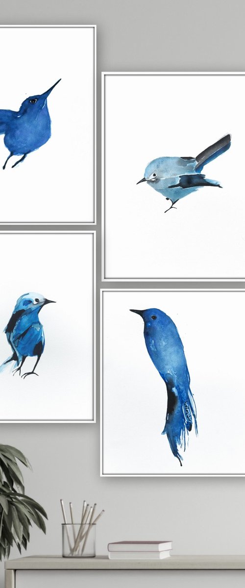 Set of 4 Bird Artworks. by Nadia Moniatis
