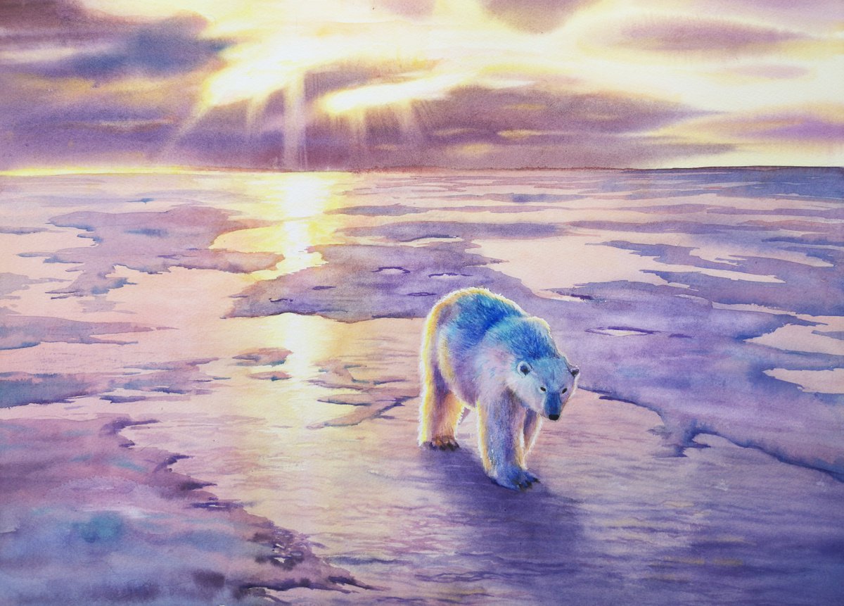 The Polar Bear Bright Arctic - #savepolarbear by Olga Beliaeva Watercolour