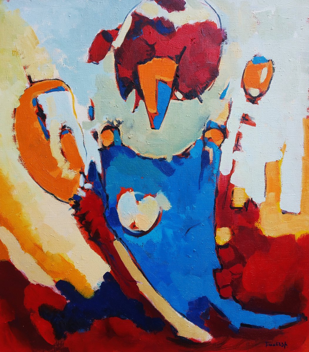 Abstract Oil Painting By Artyom Basenci, 28 X 31, Abstract - The Prince (70X80Cm, Oil Painting, Ready To Hang), Artfinder