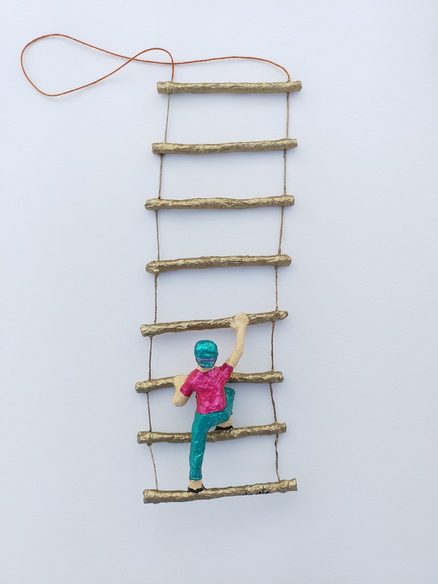 Girl Climbing Ladder Paper Sculpture by Shweta  Mahajan