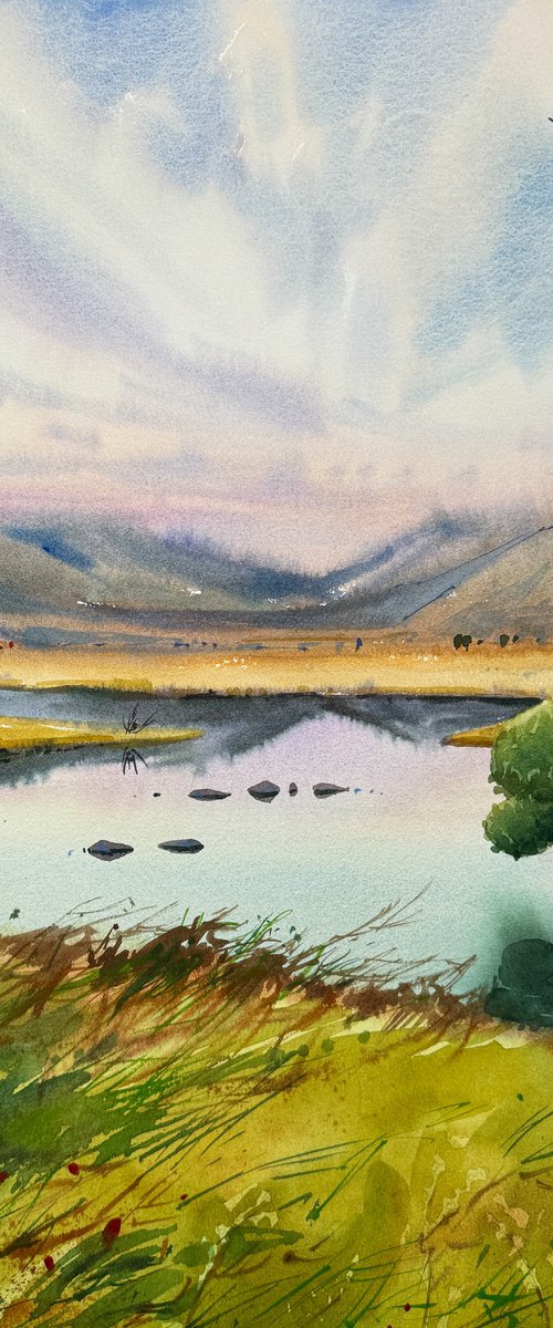 landscape 5. original watercolor painting by Yevheniia Salamatina