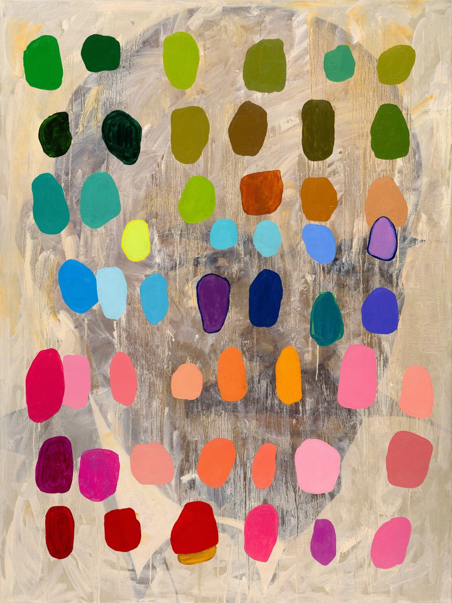 Organic Portrait Oil Painting By Oleksandr Balbyshev, 53 X 71", Recycled Lenin #11, Original Artwork