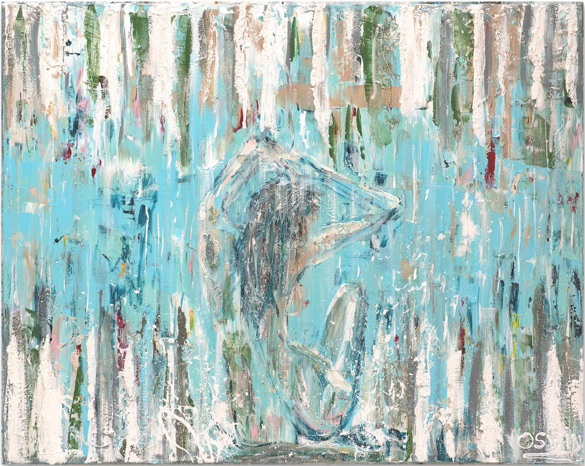 Expressive Landscape Acrylic Painting By Oswin Gesselli, 35 X 28", Somewhere Beyond The Sea, Original Artwork