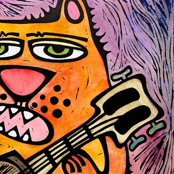Сat with guitar, color #1