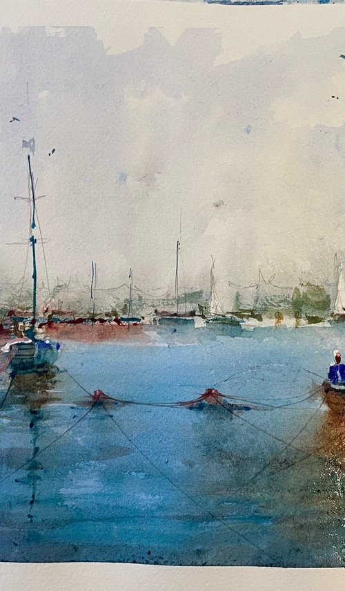 Moored off the Orwell by Paul Mitchell