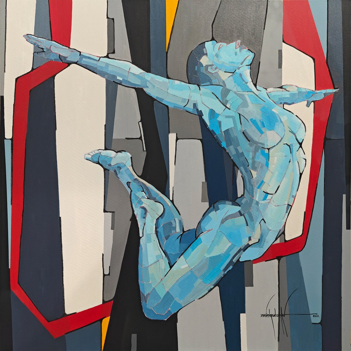 Expressive Portrait Painting By Amrish Malvankar, 60 X 60, Transcendence 2024, Original Artwork