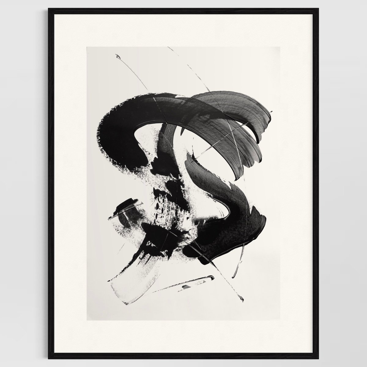 Abstract Acrylic Painting By Evgenia Makarova, 17 X 23, Black Marks N 4, Original Artwork