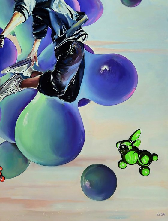 Tiktok Man Jumping - Left part of the diptych