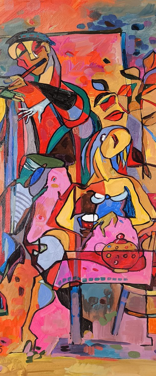 Colorful Café Scene by Meliq Khazaryan