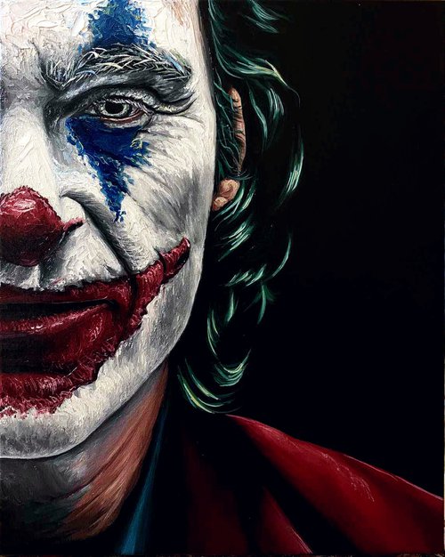 Joker (Joaquin Phoenix) portrait, 50 x 40 cm, Ready to Hang/ actor / photorealism / hyperrealism / famous / male portrait / man / joker / famous by Elena Adele Dmitrenko