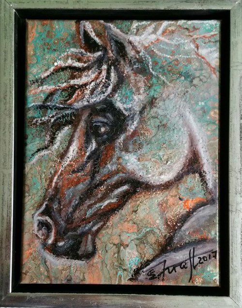 "Hesperus " Original oil and acrylic  painting on canvas 22x28x,4cm.ready to hang,framed by Elena Kraft