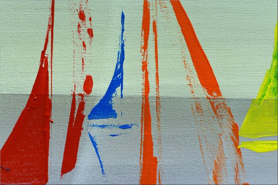 Small Race  acrylic abstract painting sailboat painting framed canvas wall art