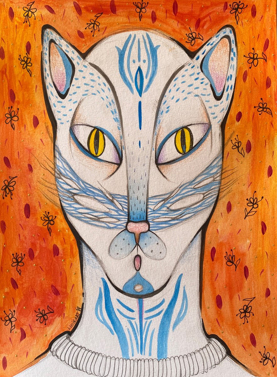 Illustrative Drawing , Cat From Another World By Lidia Matviyenko /Lidikart/, 8 X 11, Artwork For Sale On Artfinder