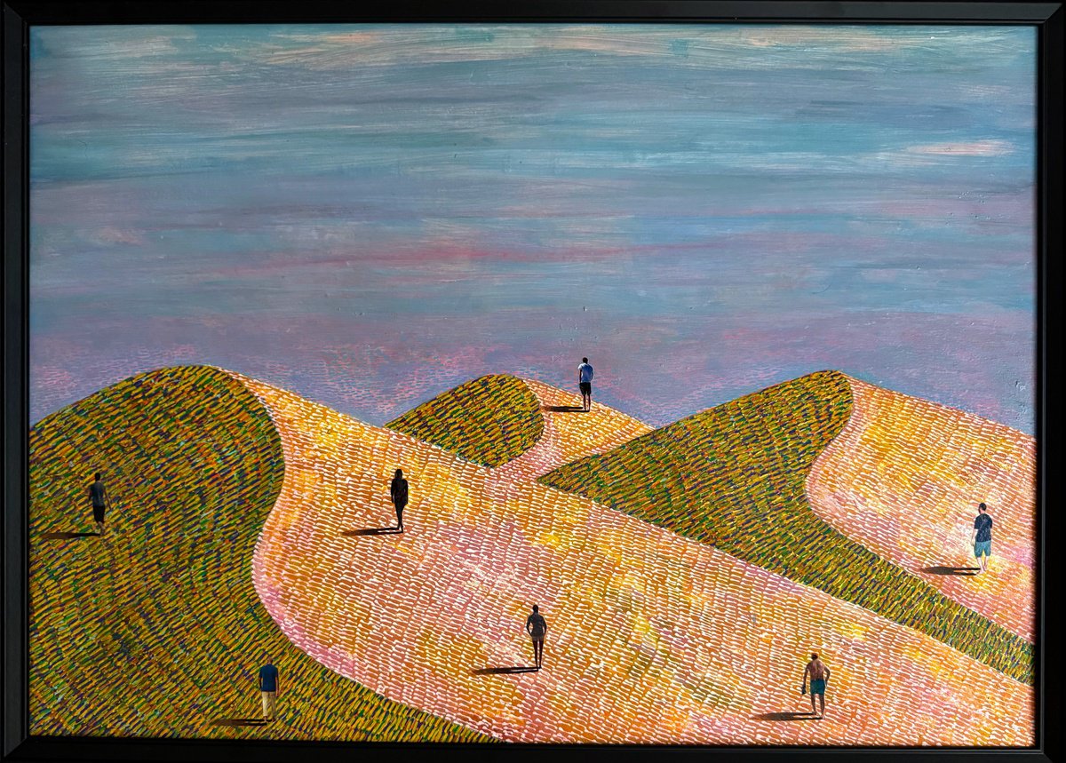 Surrealistic Landscape Painting By Stefano Pallara, 28 X 20", Navigating Impermanence N.11, Original Artwork
